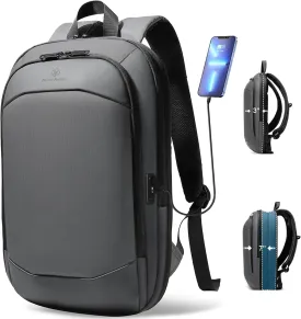 hk Business Backpack for Men 17 Inch,Slim & Expandable Waterproof Travel Laptop Backpack with USB Charger Port (Dark Grey)