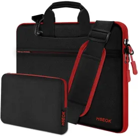 Hseok Slim Laptop Shoulder Bag 13-14 inch HandBag with Small Case Compatible with MacBook Pro 14" M4/M3/M2/M1 2025-2021, 13.3" Mac Air/Pro, XPS 13/14 and Most 13"-14" Notebooks,Red Zipper