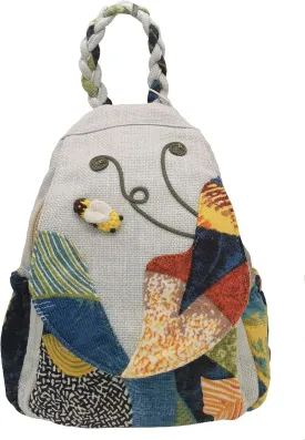HUANGGUOSHU Women Cotton Woven Hippie Hemp Boho Canvas Embroidery Multi Pocket Retro Cute Backpack Wallet BackpackCricket