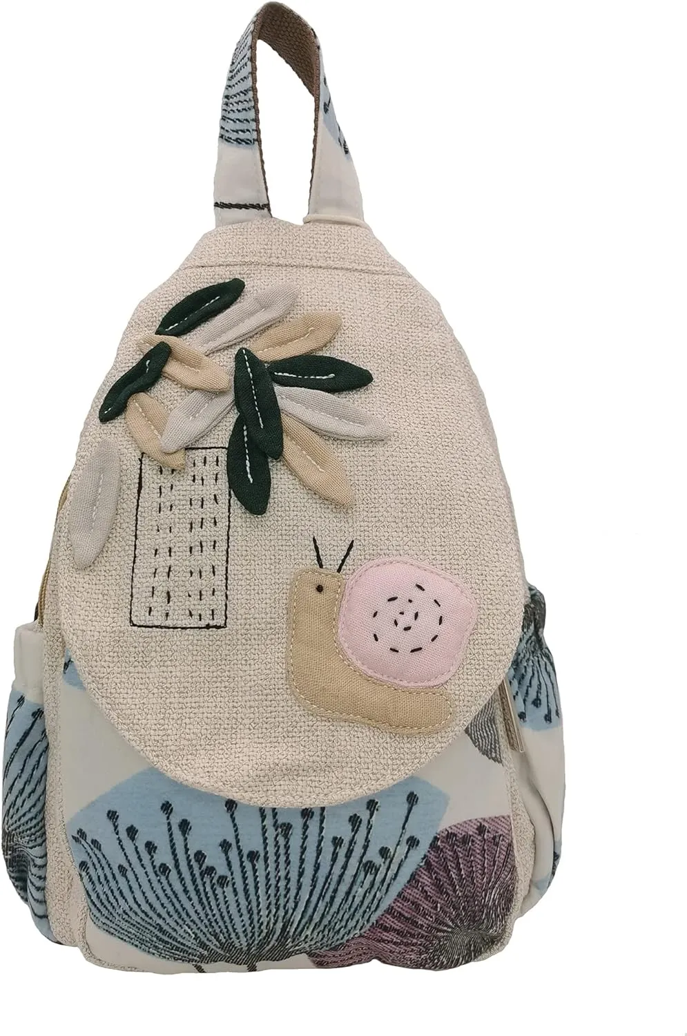 HUANGGUOSHU Women Cotton Woven Hippie Hemp Boho Canvas Embroidery Multi Pocket Retro Cute Backpack Wallet BackpackSnails