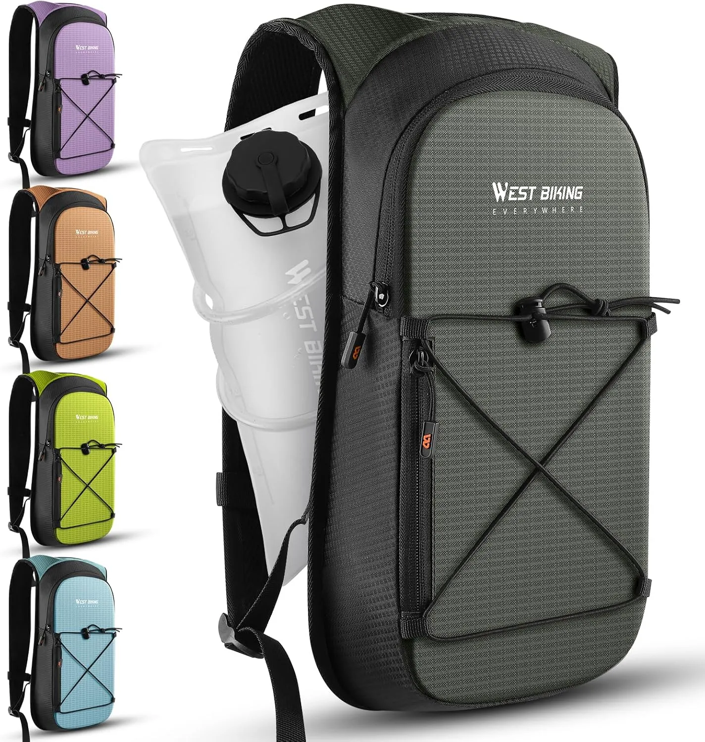 Hydration Backpack with TPU Hydration Bladder, Lightweight Hiking Water Backpack, Hydration Pack with 2L Water Bladder for Running, Cycling Climbing Camping Outdoor Sports