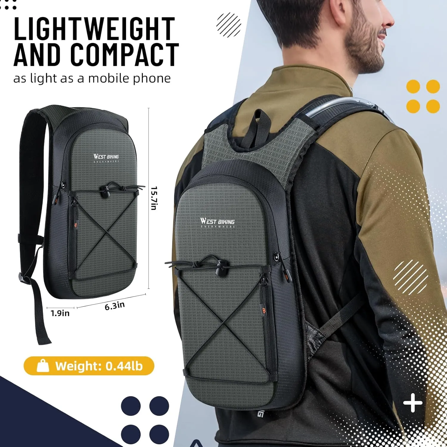 Hydration Backpack with TPU Hydration Bladder, Lightweight Hiking Water Backpack, Hydration Pack with 2L Water Bladder for Running, Cycling Climbing Camping Outdoor Sports