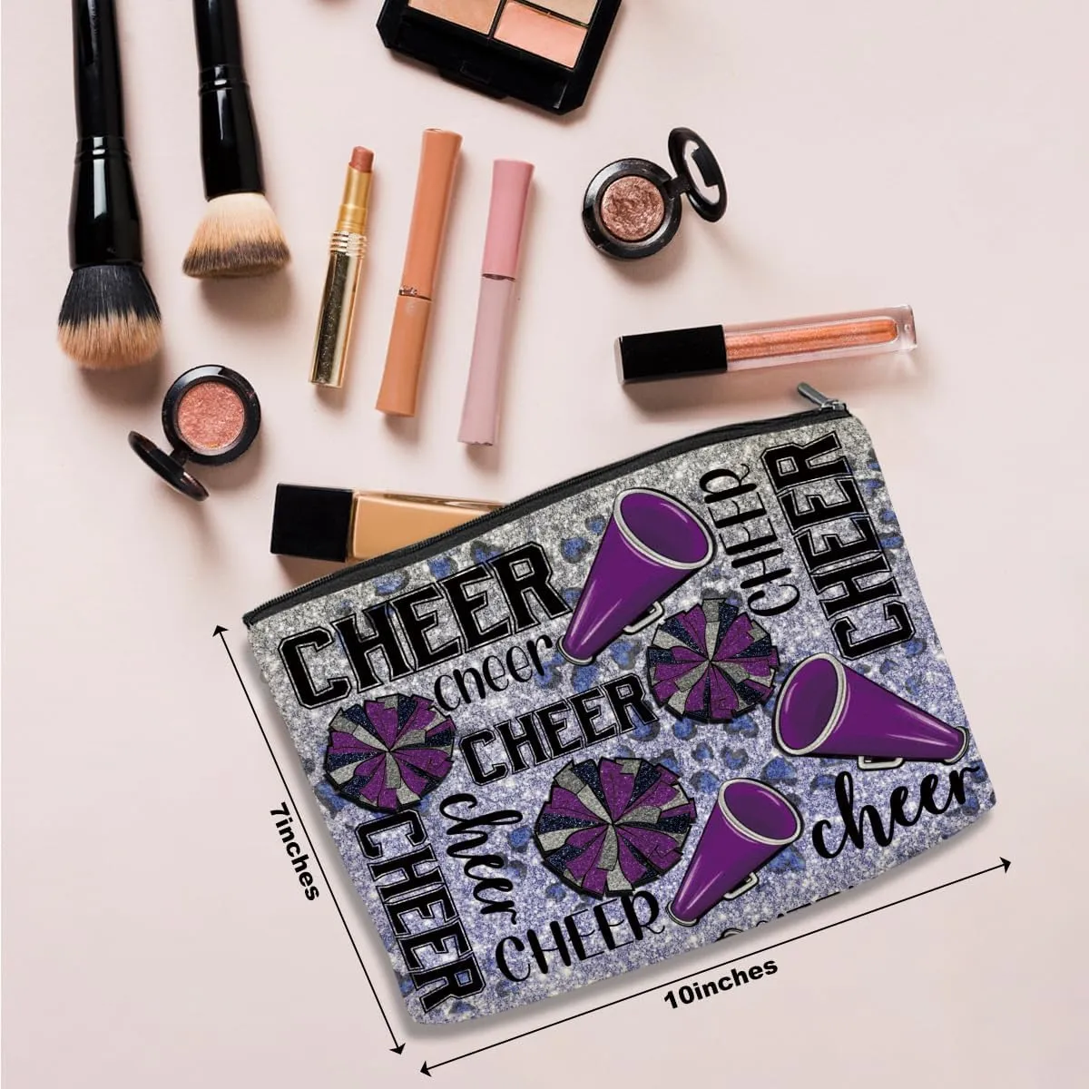 Inspirational Cheer Stuff Cheerleader Gifts Makeup Bag Cheer Gifts Cosmetic Bag Cheer Bag Cheerleading Gifts for Women Her Girls Daughter Sister Coach Niece Christmas Thanksgiving Birthday