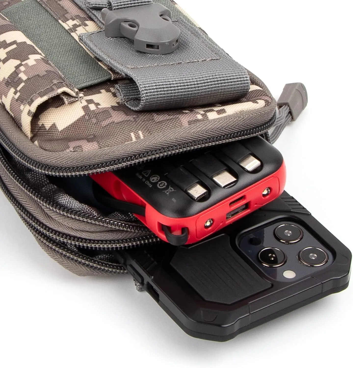 IronSeals Tactical Molle Phone Pouch Compact Utility Belt Waist Bag with Shoulder Strap for iPhone 14 Plus/14 Pro Max/14 Pro/14/13 Pro Max/13/12 Pro