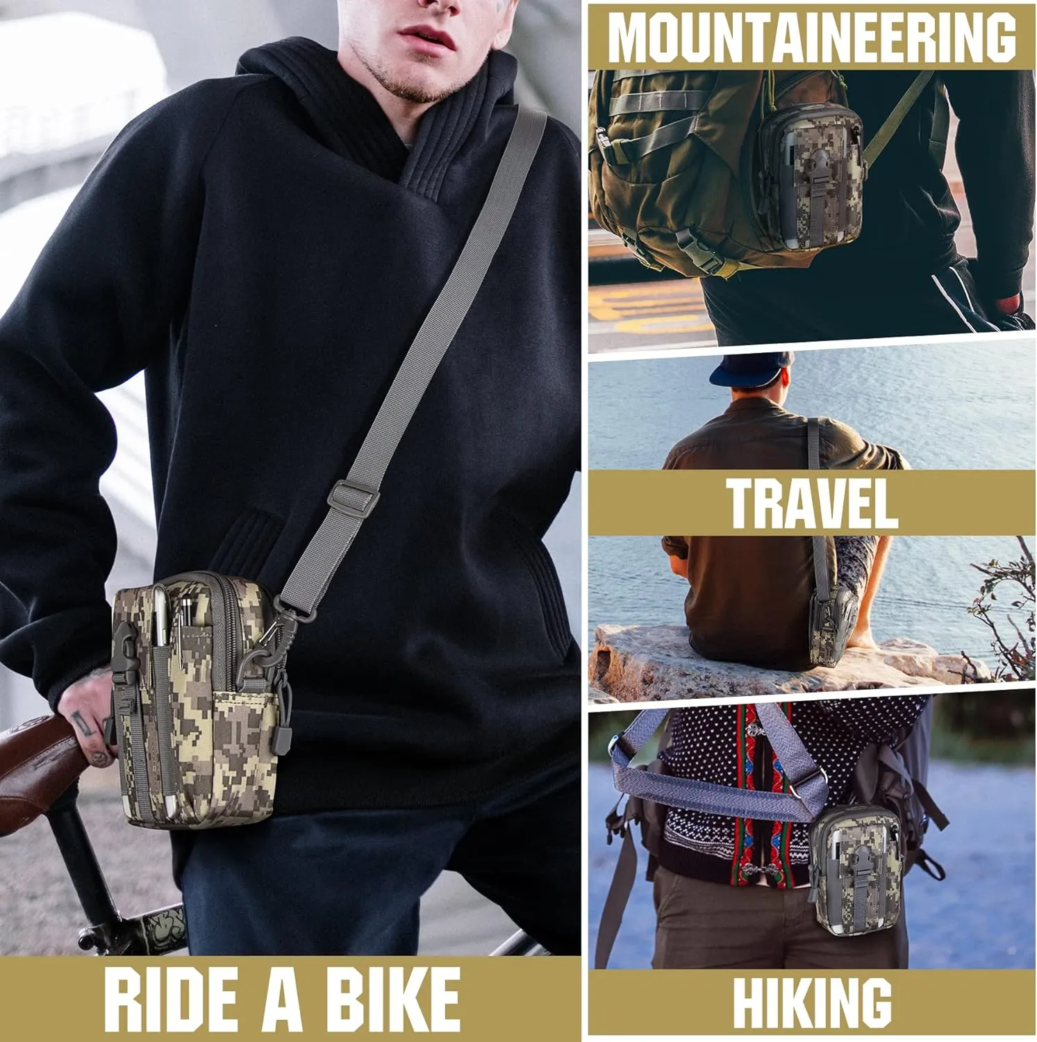 IronSeals Tactical Molle Phone Pouch Compact Utility Belt Waist Bag with Shoulder Strap for iPhone 14 Plus/14 Pro Max/14 Pro/14/13 Pro Max/13/12 Pro