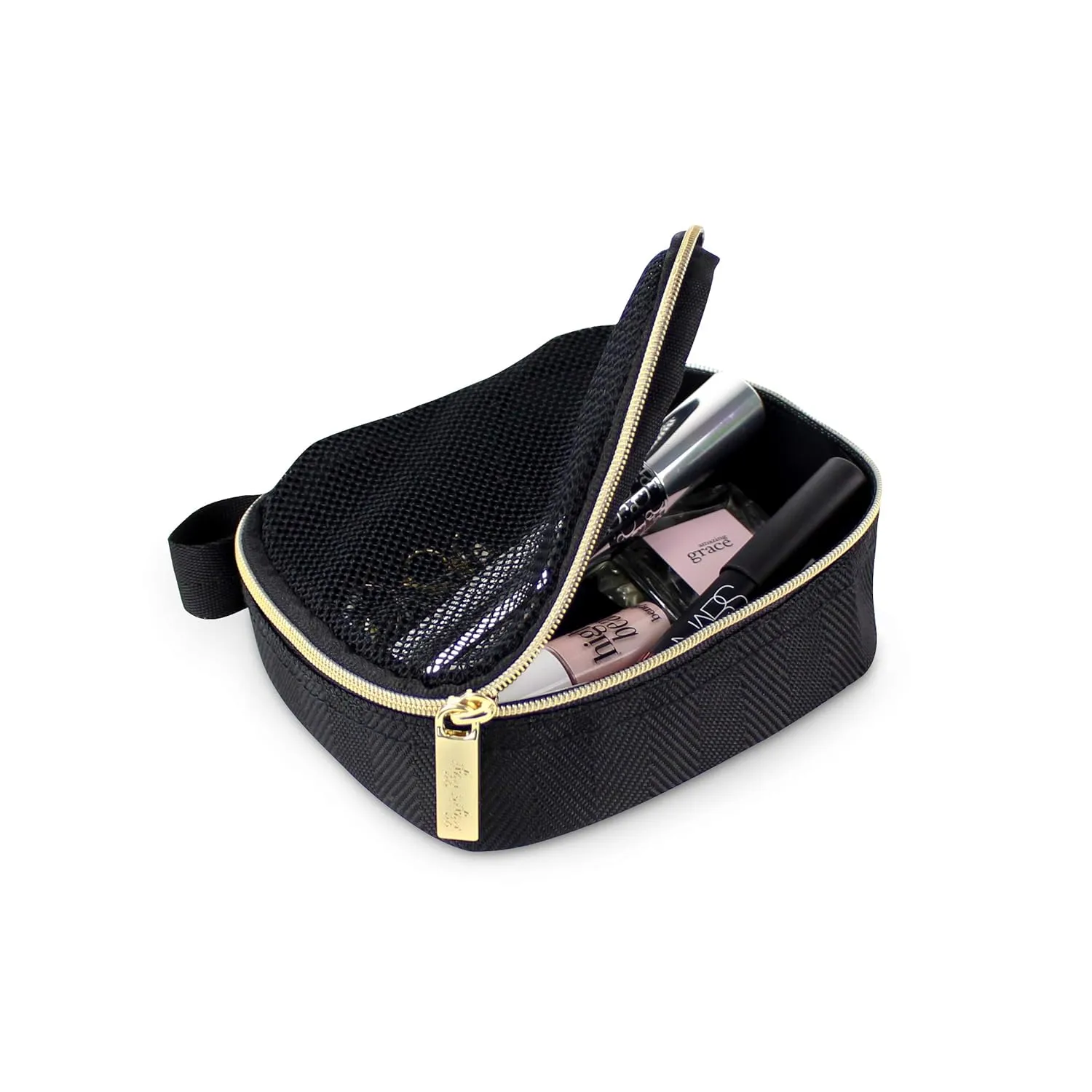 Itzy Ritzy Packing Cubes For Travel  Set of 3 Packing Cubes or Travel Organizers; Each Cube Features a Mesh Top, Double Zippers and a Fabric Handle (Black with Gold Hardware)