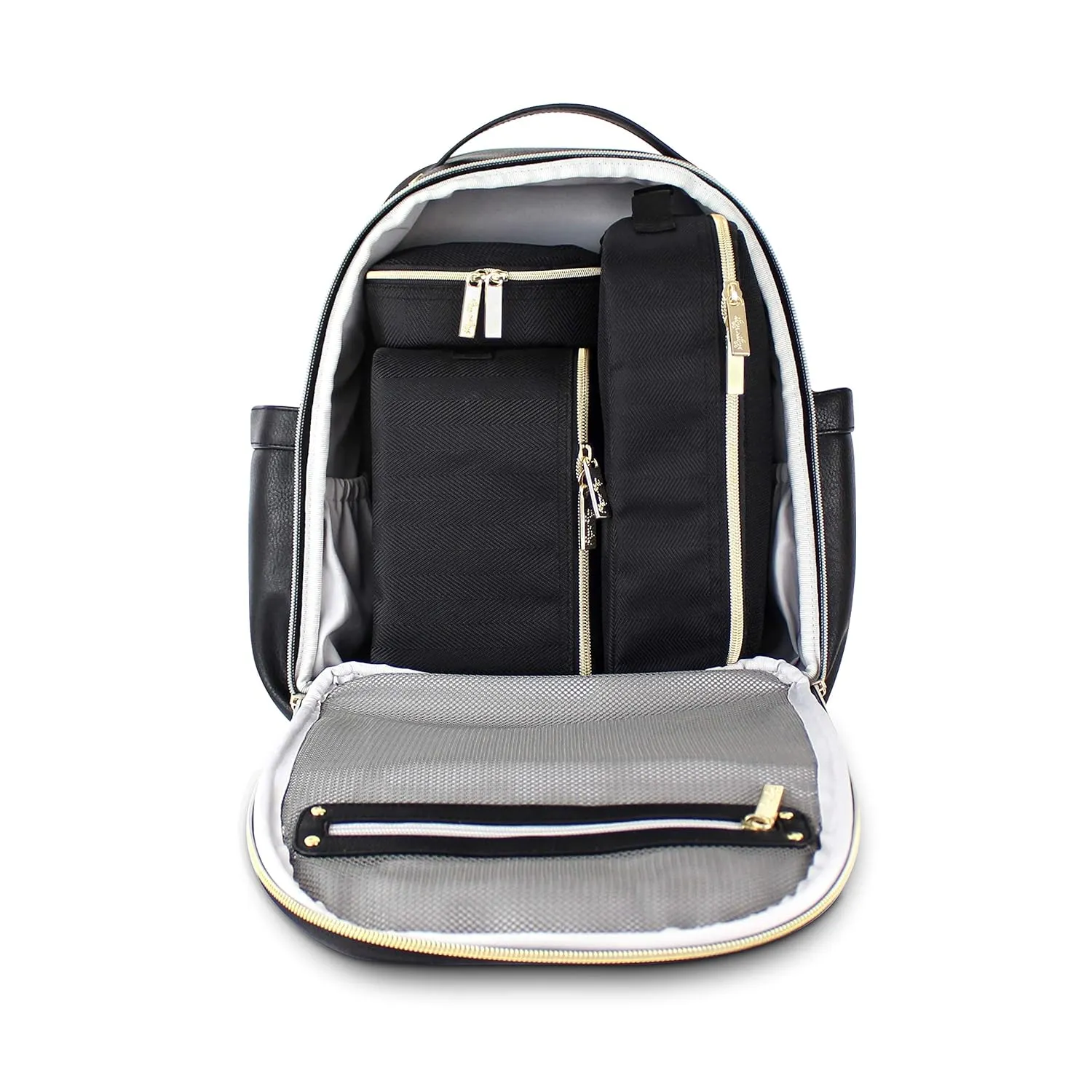 Itzy Ritzy Packing Cubes For Travel  Set of 3 Packing Cubes or Travel Organizers; Each Cube Features a Mesh Top, Double Zippers and a Fabric Handle (Black with Gold Hardware)