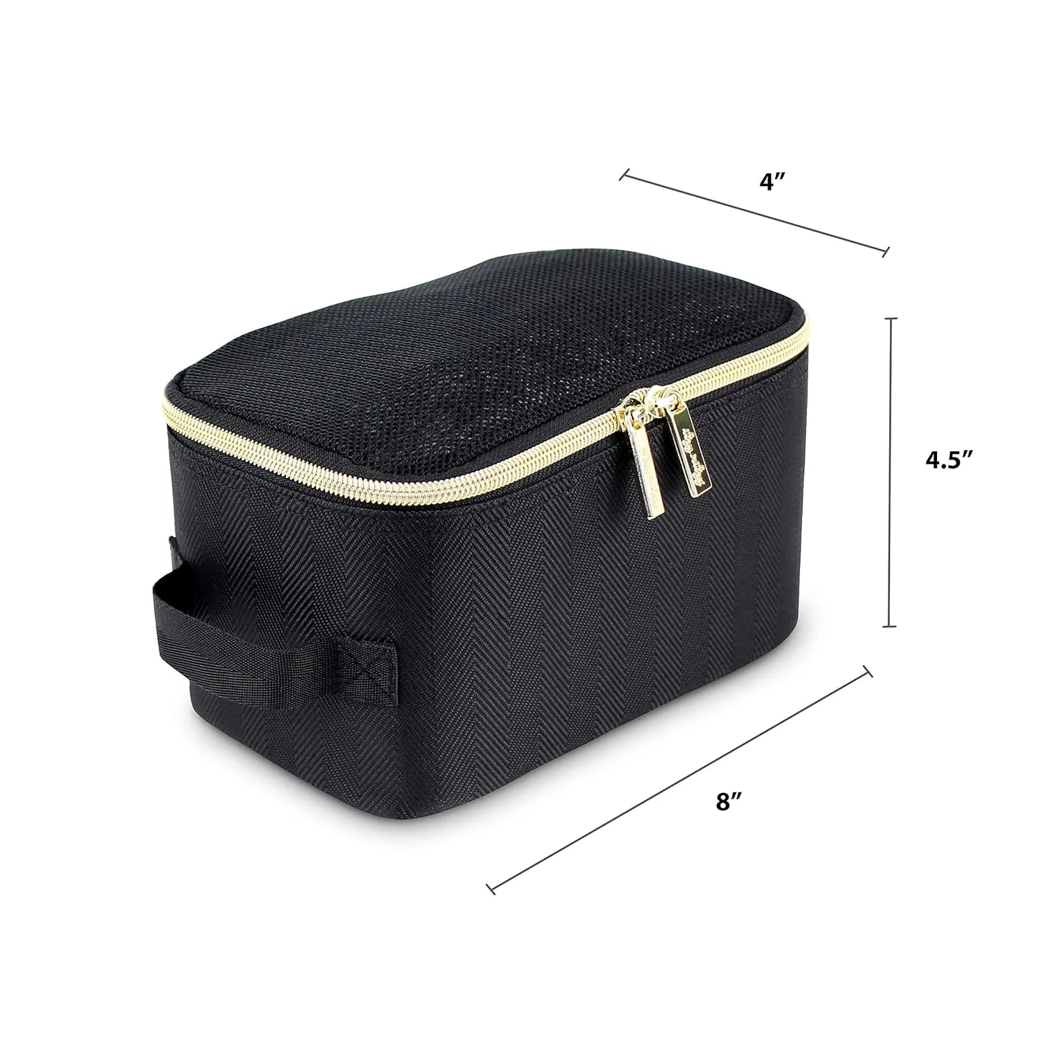 Itzy Ritzy Packing Cubes For Travel  Set of 3 Packing Cubes or Travel Organizers; Each Cube Features a Mesh Top, Double Zippers and a Fabric Handle (Black with Gold Hardware)