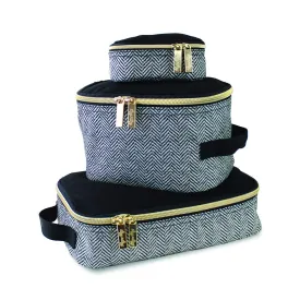 Itzy Ritzy Packing Cubes For Travel  Set of 3 Packing Cubes or Travel Organizers; Each Cube Features a Mesh Top, Double Zippers and a Fabric Handle (Coffee and Cream)