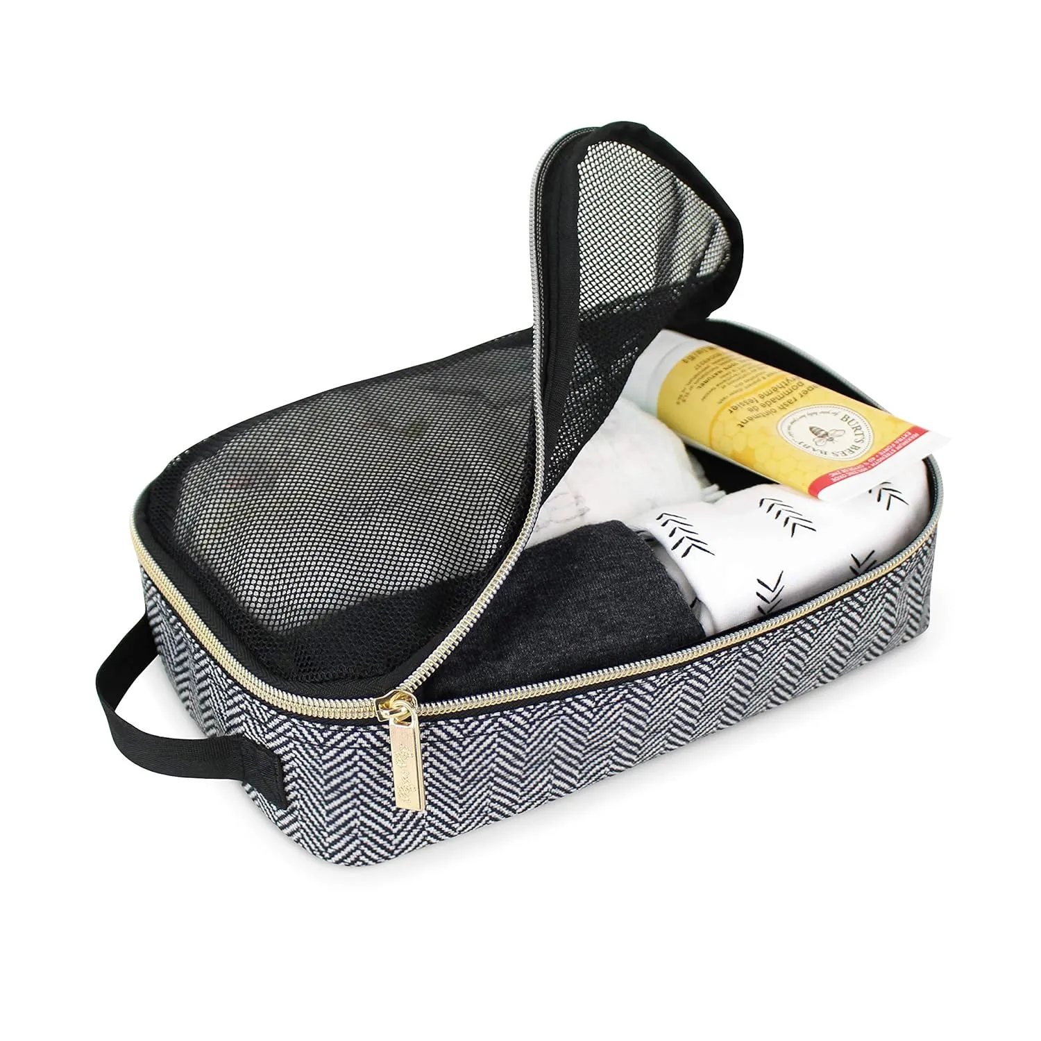Itzy Ritzy Packing Cubes For Travel  Set of 3 Packing Cubes or Travel Organizers; Each Cube Features a Mesh Top, Double Zippers and a Fabric Handle (Coffee and Cream)