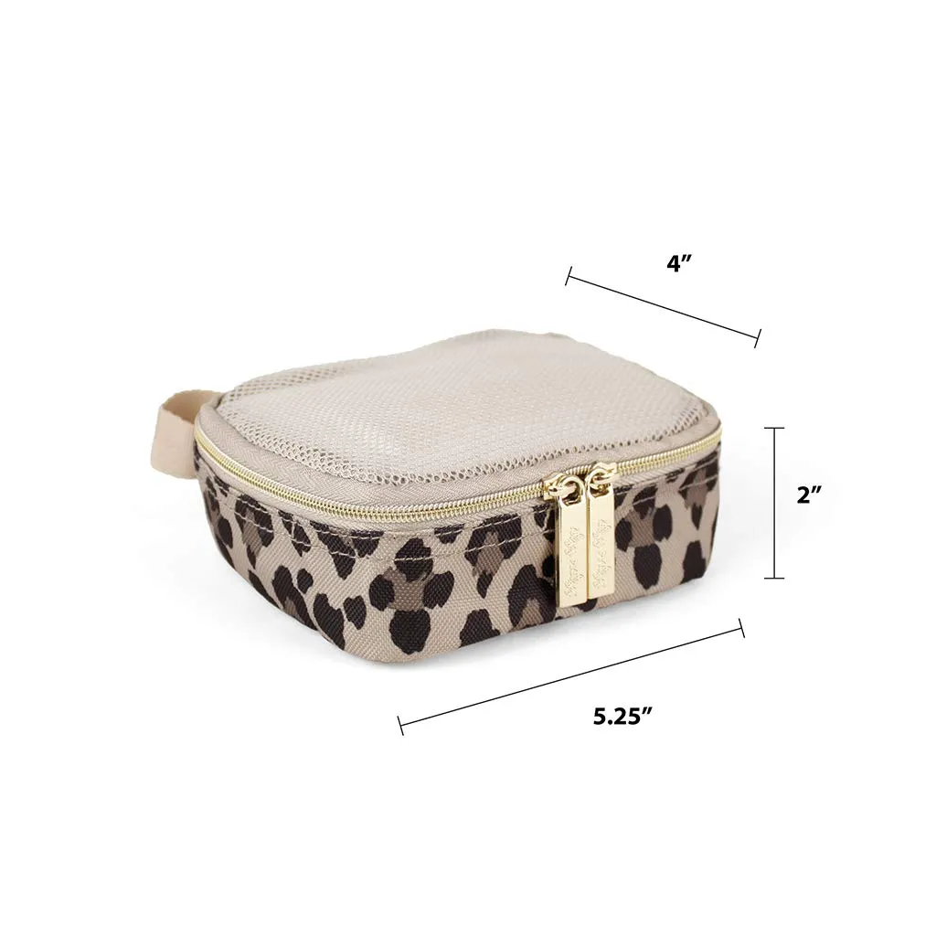 Itzy Ritzy Packing Cubes For Travel  Set of 3 Packing Cubes or Travel Organizers; Each Cube Features a Mesh Top, Double Zippers and a Fabric Handle (Leopard)