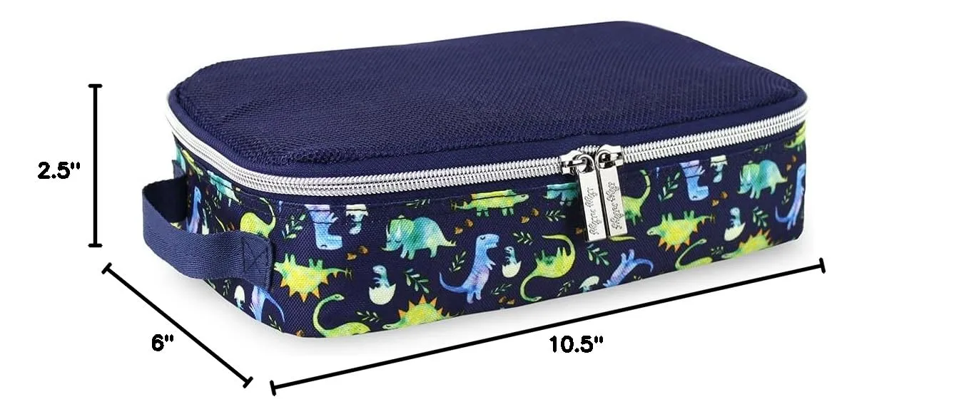 Itzy Ritzy Packing Cubes For Travel  Set of 3 Packing Cubes or Travel Organizers; Each Travel Cube Features a Mesh Top, Double Zippers and a Fabric Handle (Blue Dinosaurs)