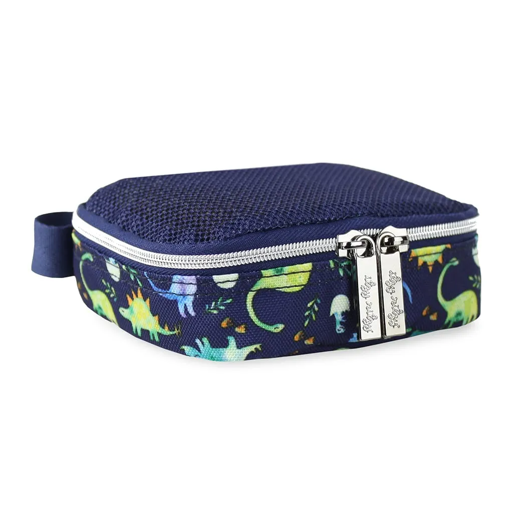 Itzy Ritzy Packing Cubes For Travel  Set of 3 Packing Cubes or Travel Organizers; Each Travel Cube Features a Mesh Top, Double Zippers and a Fabric Handle (Blue Dinosaurs)