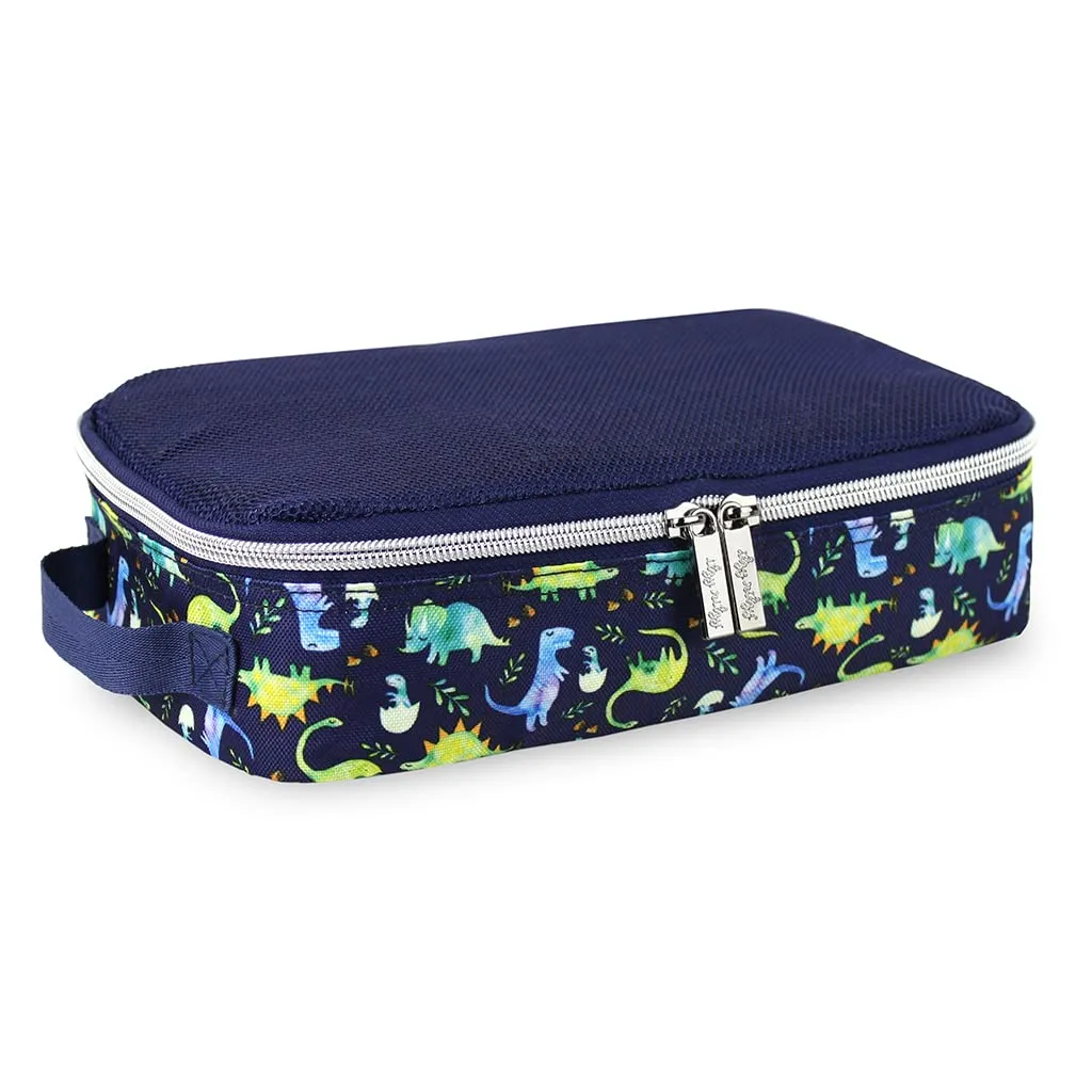 Itzy Ritzy Packing Cubes For Travel  Set of 3 Packing Cubes or Travel Organizers; Each Travel Cube Features a Mesh Top, Double Zippers and a Fabric Handle (Blue Dinosaurs)