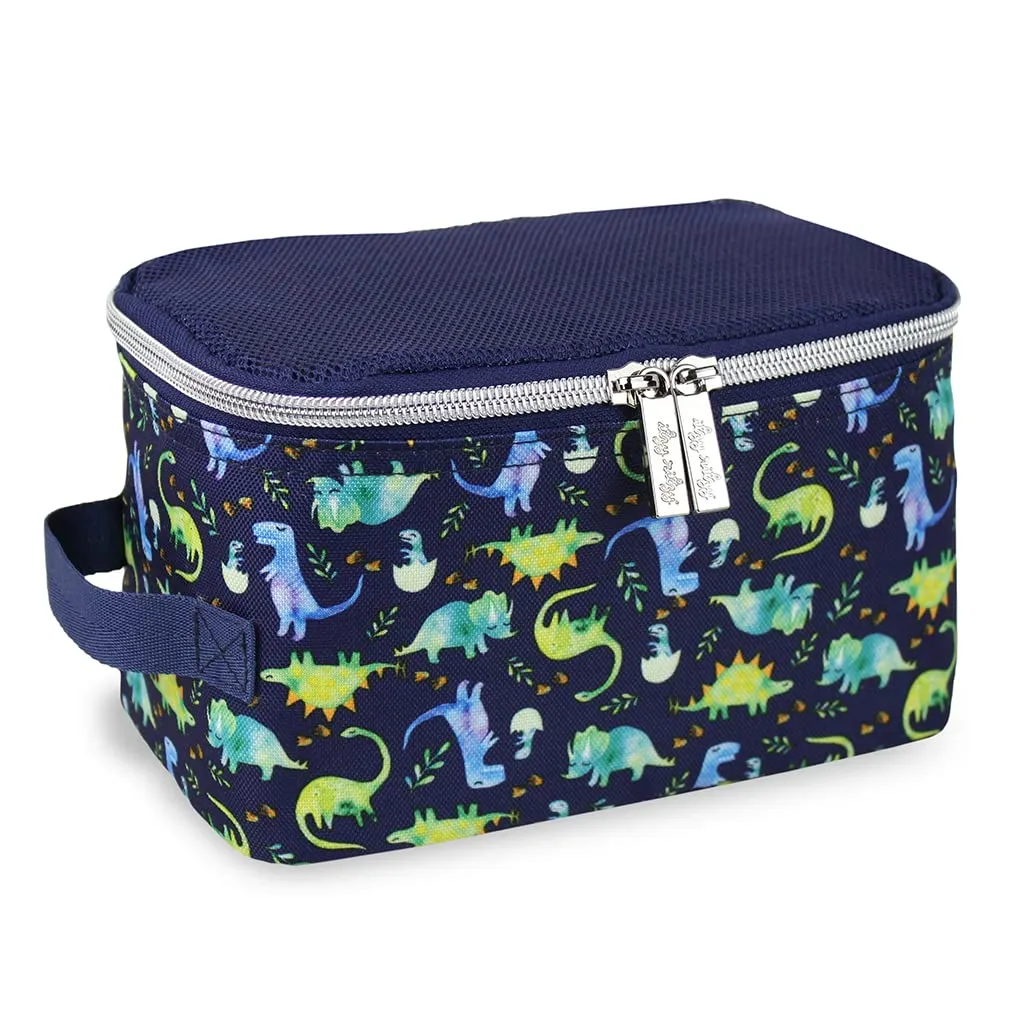Itzy Ritzy Packing Cubes For Travel  Set of 3 Packing Cubes or Travel Organizers; Each Travel Cube Features a Mesh Top, Double Zippers and a Fabric Handle (Blue Dinosaurs)