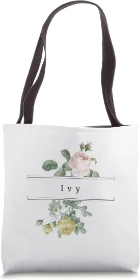 Ivy First Name Vintage Roses Wedding Shower Ivy Tote Bag