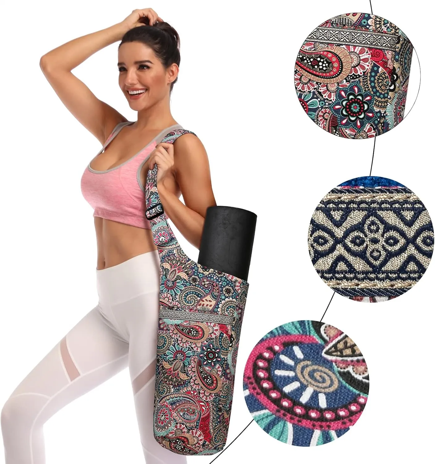 IwIeIaIrI Yoga Mat Bag with Large Size Pocket and Zipper PocketYoga Bag Adjustable Shoulder Strap- Holds More Yoga Accessories