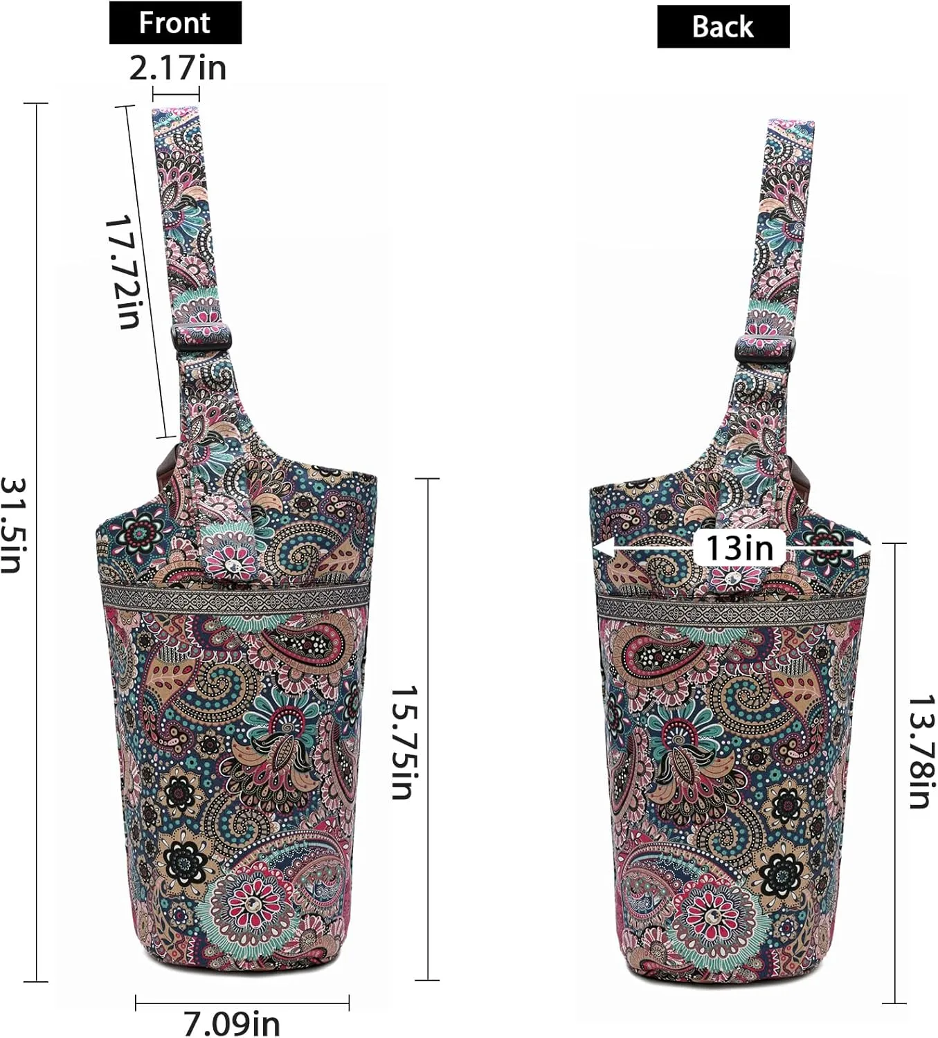 IwIeIaIrI Yoga Mat Bag with Large Size Pocket and Zipper PocketYoga Bag Adjustable Shoulder Strap- Holds More Yoga Accessories