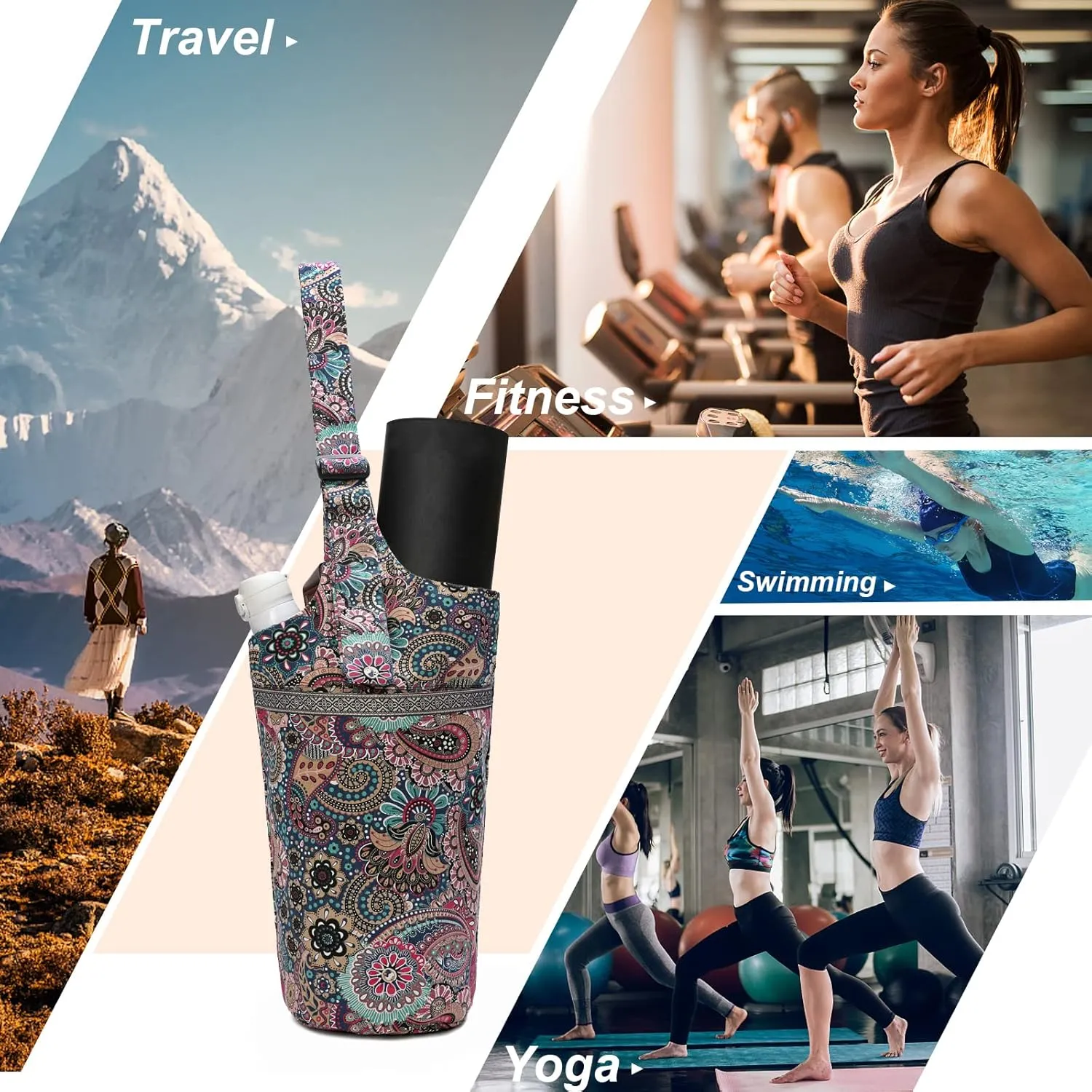 IwIeIaIrI Yoga Mat Bag with Large Size Pocket and Zipper PocketYoga Bag Adjustable Shoulder Strap- Holds More Yoga Accessories