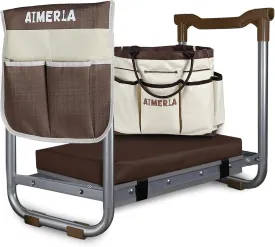 K5 Foldable Kneeler Seat - Heavy Duty (Detachable Cloud Kneeler Pad) - Garden Stool - 2 Large Tool Bags - Portable Bench for Indoor & Outdoor