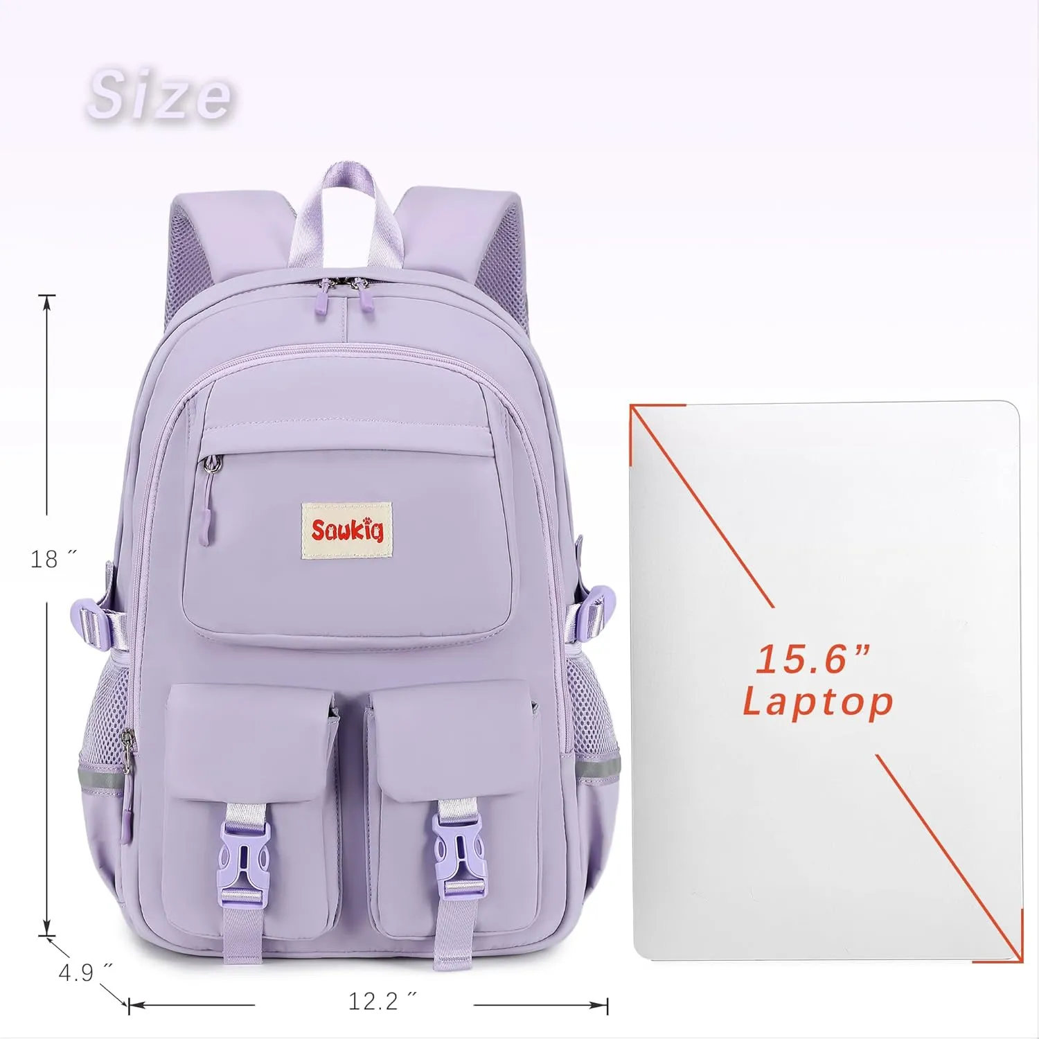 Kids Backpacks for Girls Ages 8-10 School Backpack Multi-pocket 17 inch Cute Bookbag for Elementary Middle School Bags for Girls 10-12 Years Old (Purple)