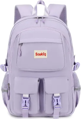 Kids Backpacks for Girls Ages 8-10 School Backpack Multi-pocket 17 inch Cute Bookbag for Elementary Middle School Bags for Girls 10-12 Years Old (Purple)