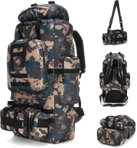 King'sGuard 100L Camping Hiking Backpack Molle Rucksack Military Camping Backpacking Daypack