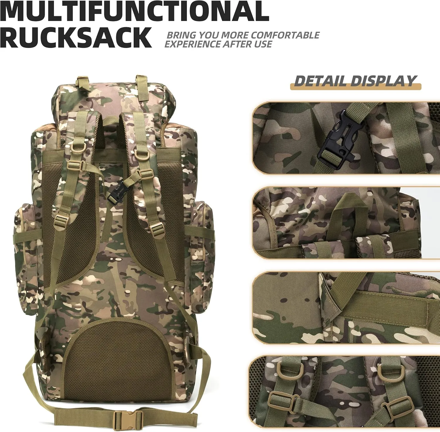 King'sGuard 100L Camping Hiking Backpack Molle Rucksack Military Camping Backpacking Daypack