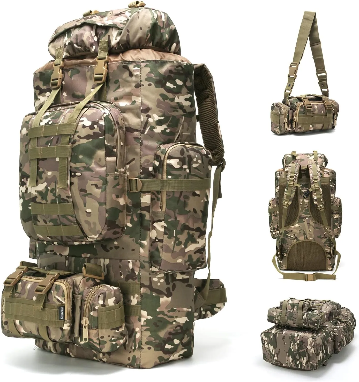 King'sGuard 100L Camping Hiking Backpack Molle Rucksack Military Camping Backpacking Daypack