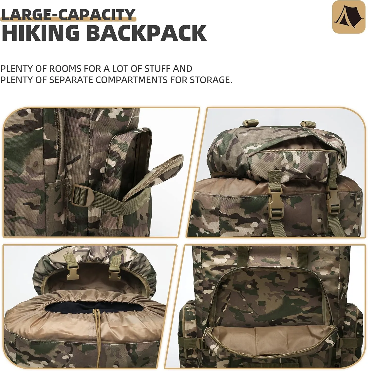 King'sGuard 100L Camping Hiking Backpack Molle Rucksack Military Camping Backpacking Daypack