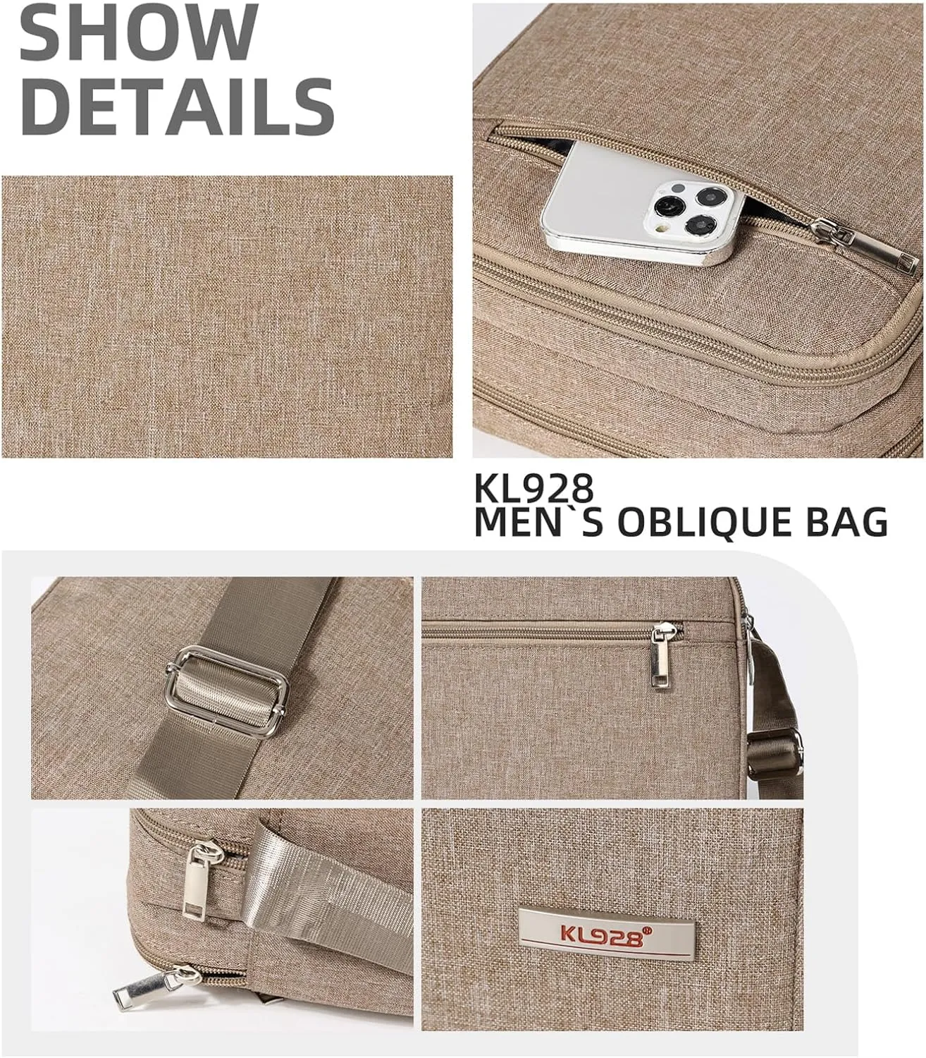 KL928 Men's Messenger Bag - Crossbody Shoulder Bags Travel Bag Man Purse Casual Sling Pack for Work Business