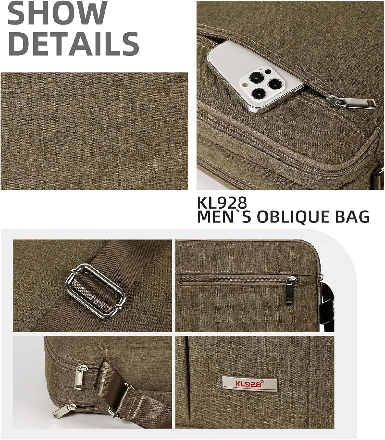 KL928 Men's Messenger Bag - Crossbody Shoulder Bags Travel Bag Man Purse Casual Sling Pack for Work Business