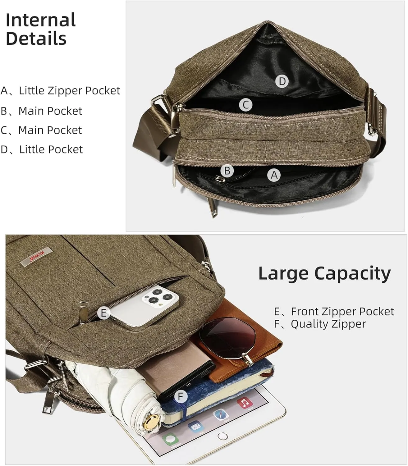 KL928 Men's Messenger Bag - Crossbody Shoulder Bags Travel Bag Man Purse Casual Sling Pack for Work Business