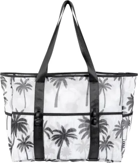 KUAK Mesh Beach Bag, Extra Large Waterproof Sandproof Tote with 9 Pockets, Zippered Top, Lightweight for Travel, Pool, Family