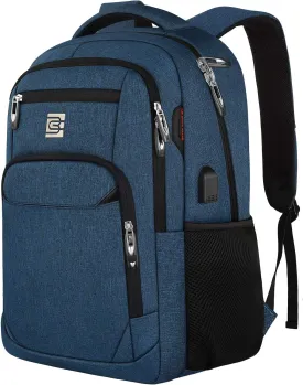 Laptop Backpack,Business Travel Anti Theft Slim Durable Laptops Backpack with USB Charging Port,Water Resistant College Computer Bag for Women & Men Fits 15.6 Inch Laptop and Notebook - Blue