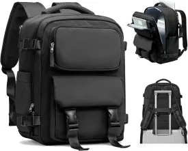 Large Black Travel Backpack for Women Men, Carry On Backpack with USB Charging Port & Shoe Pouch, TSA 15.6inch, Flight Approved, College Nurse Bag Casual Laptop Daypack for Weekender Business Hiking