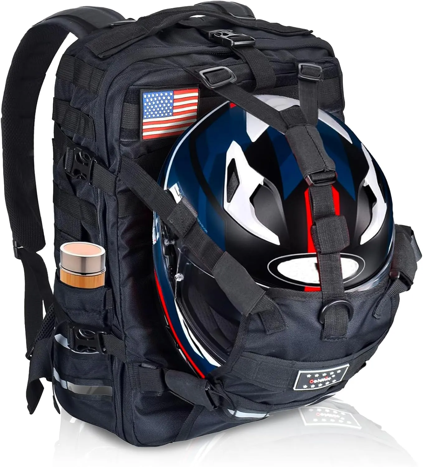 Large Capacity Motorcycle Helmet Backpack with Helmet Holder, Motorcycle Riding Hiking Backpack for Cycling