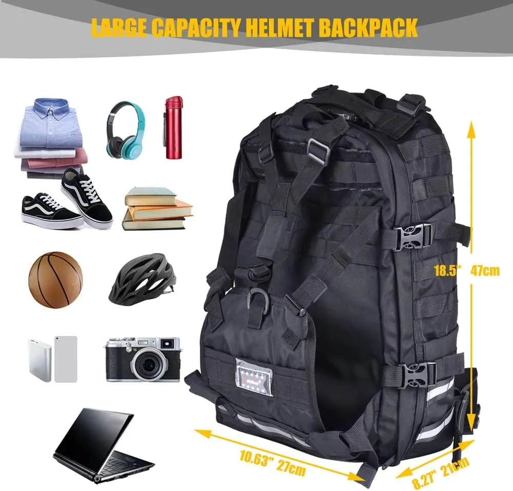 Large Capacity Motorcycle Helmet Backpack with Helmet Holder, Motorcycle Riding Hiking Backpack for Cycling
