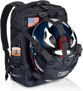 Large Capacity Motorcycle Helmet Backpack with Helmet Holder, Motorcycle Riding Hiking Backpack for Cycling