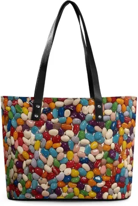 Leather Women Handbags Soft Assorted Jelly Beans Tote Bags Top Handle Satchel Fashion Ladies Shoulder Tote Purse Large Travel Bag
