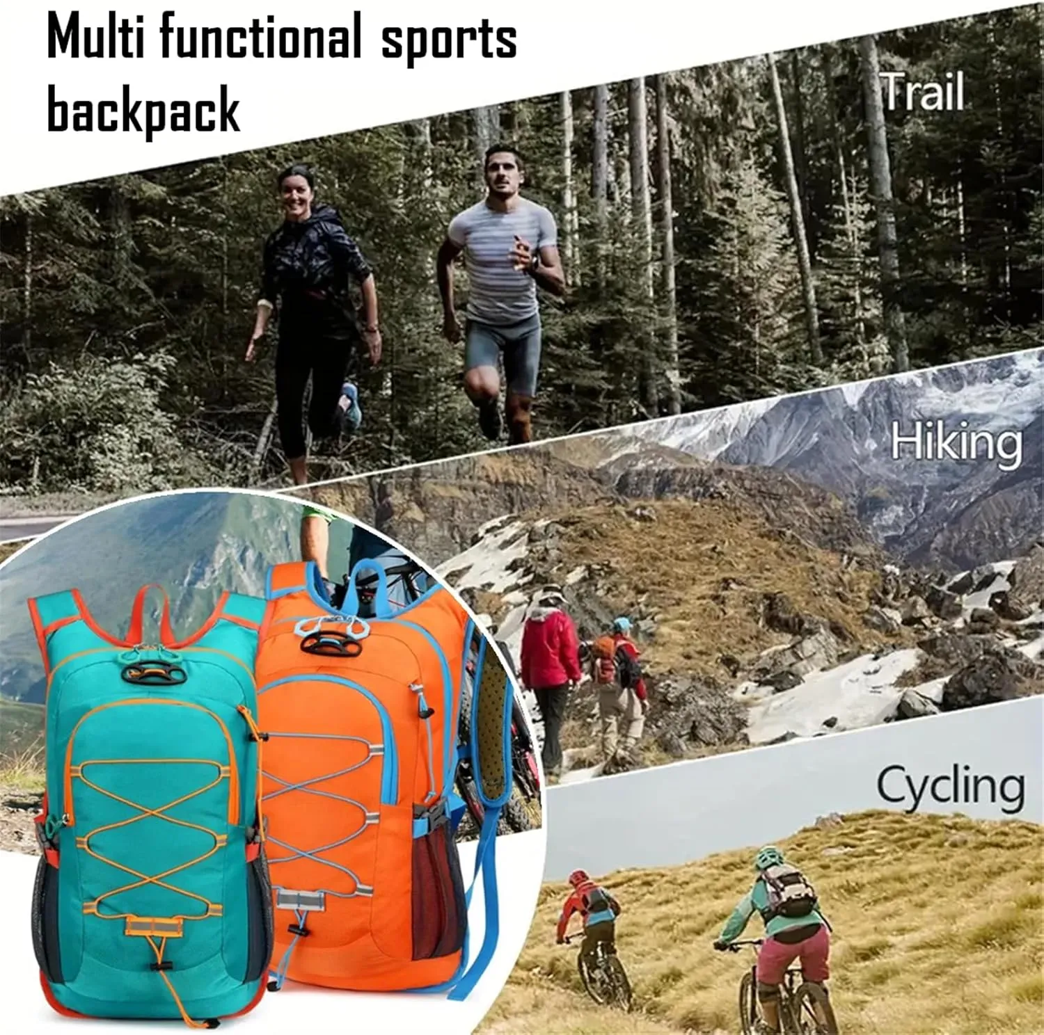 Lightweight Cycling Hydration Backpack,Large Capacity Pack for Travel,Hiking,Climbing,Skiing,Running Daypack for Men Women (Grey)