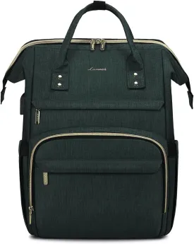 LOVEVOOK Laptop Backpack for Women,17 Inch Professional Womens Travel Backpack Purse Computer Laptop Bag Nurse Teacher Backpack,Waterproof Work Bags Carry on Back Pack with USB Port,Dark Green