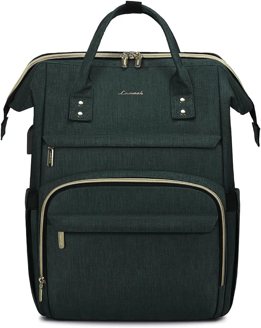 LOVEVOOK Laptop Backpack for Women,17 Inch Professional Womens Travel Backpack Purse Computer Laptop Bag Nurse Teacher Backpack,Waterproof Work Bags Carry on Back Pack with USB Port,Dark Green