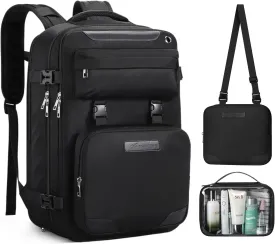 Maelstrom Travel Backpack for Women Men,35L Laptop Backpack Fits 17-Inch Laptop,Carry On Backpack for Airplanes with Crossbody Bag&Shoe Compartment&Toiletry Bag,Black,Large