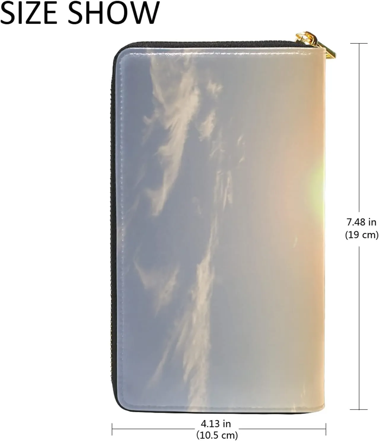 Malibu Sunset Sea Beach with Wisps of Clouds Leather Long Wallet Organizer with Zipper Purse Clutch Bag for Women Men