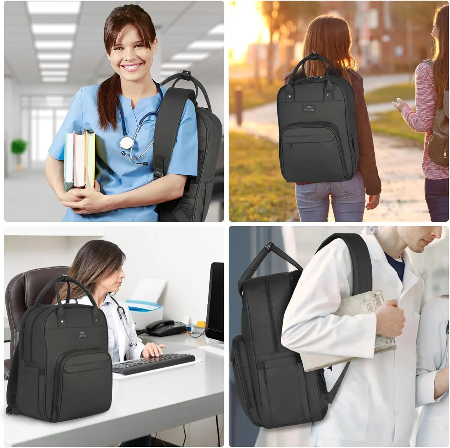 MATEIN Nurse Backpack, 17 Inch Extra Large Waterproof Laptop Backpack with Removable Organizer, Anti Theft Padded Womens Work Clinical Bag for Business, College, Travel, Home