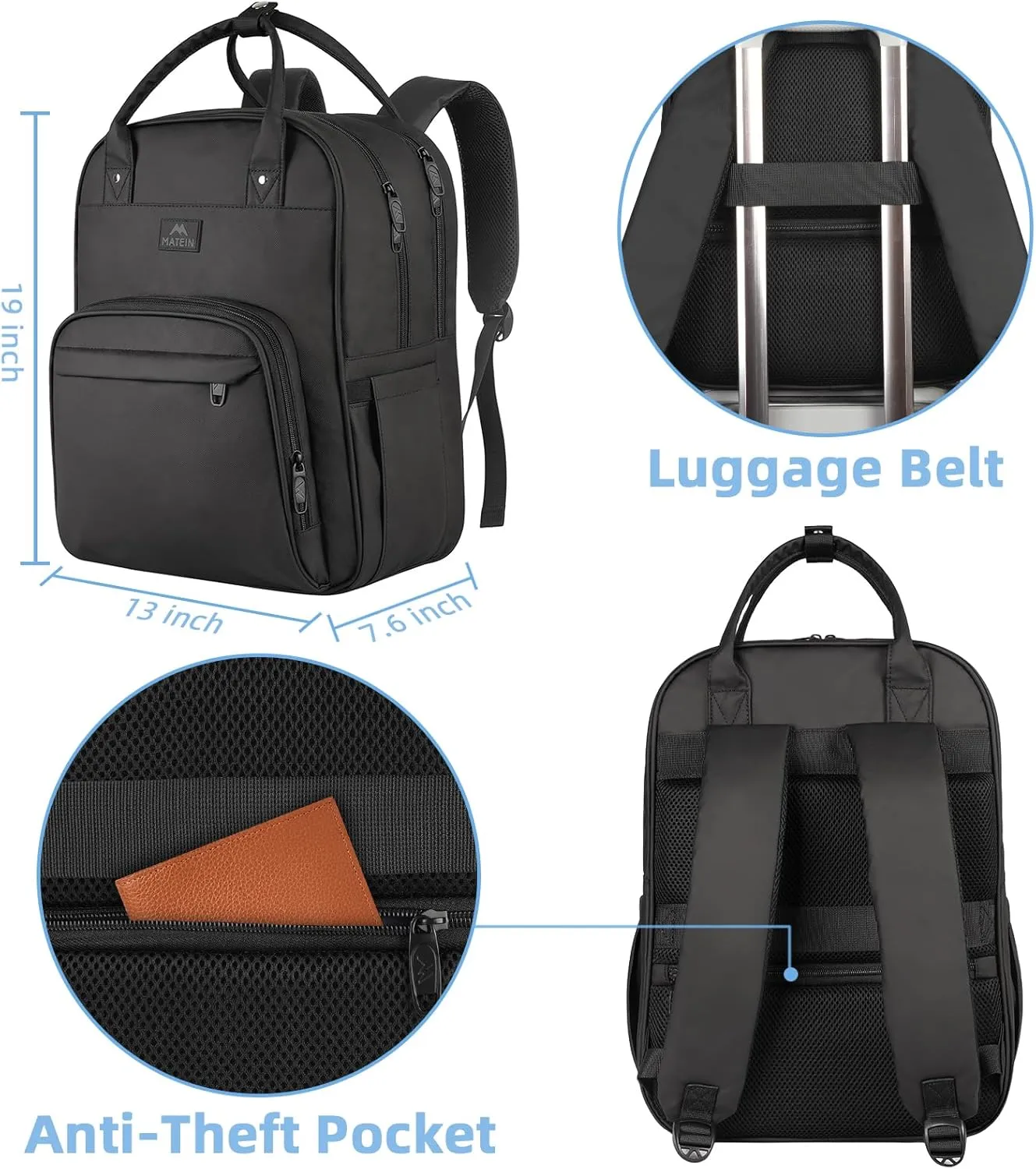MATEIN Nurse Backpack, 17 Inch Extra Large Waterproof Laptop Backpack with Removable Organizer, Anti Theft Padded Womens Work Clinical Bag for Business, College, Travel, Home