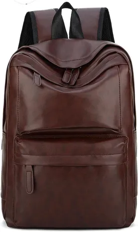 Mens Leather Backpack, Carry On Backpack Fits 16.1'' Laptop Bag Large Capacity Business Travel Hiking Waterproof (Brown)