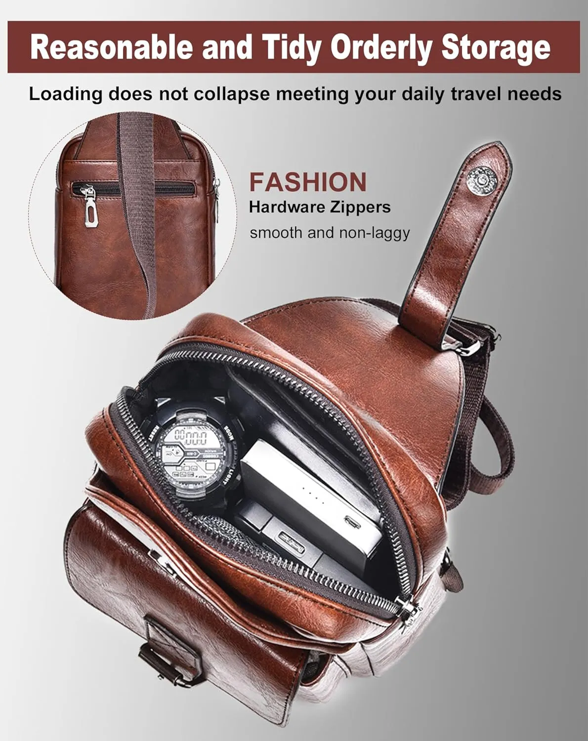 Men's Leather Crossbody Sling Bag - Anti-Theft Multi-pocket Shoulder Bag for Hiking Travel