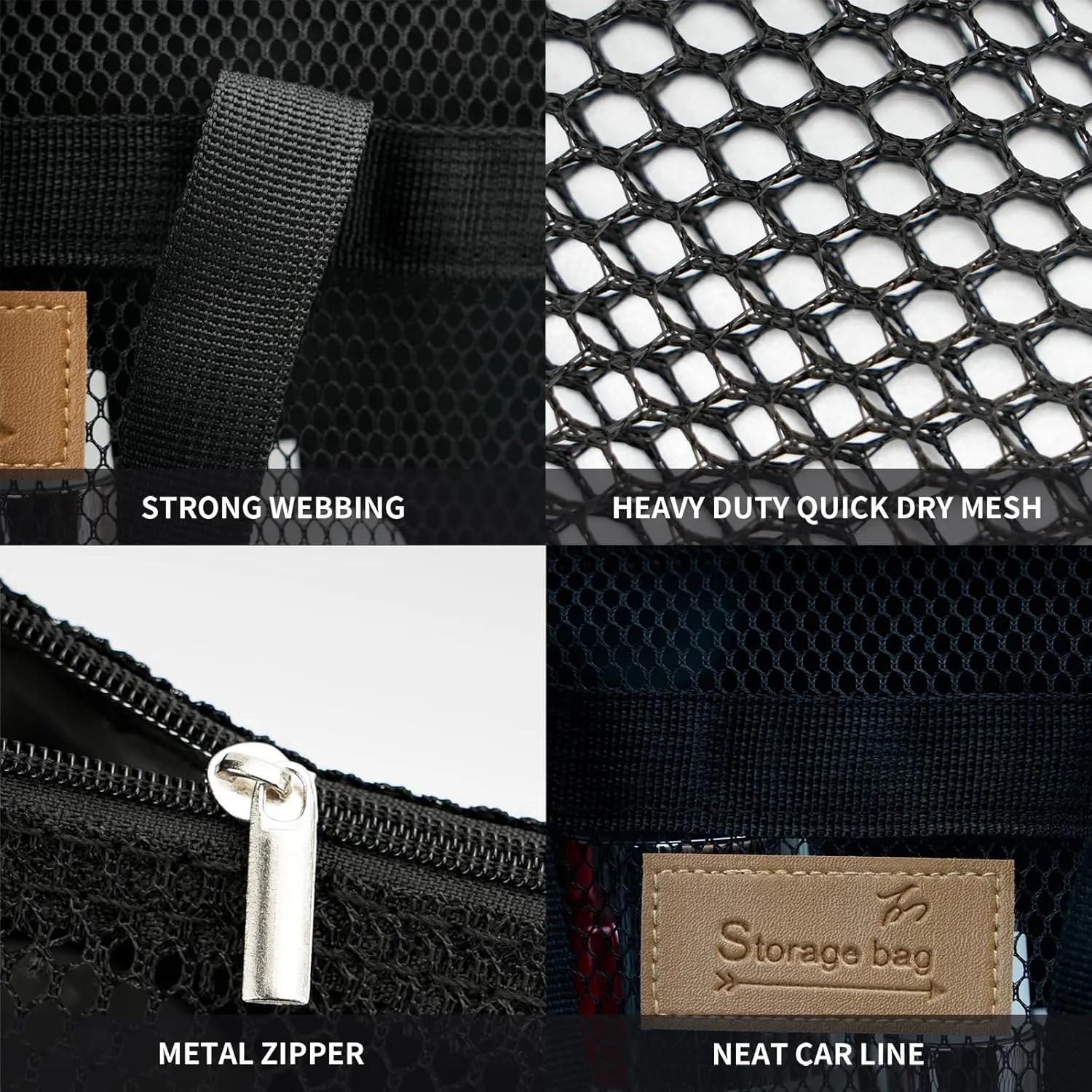 Mesh Shower Caddy Bag Portable Hanging Toiletry and Bath Organizer with Zipper for Travel, Gym, Camping, College Dorms, Beach